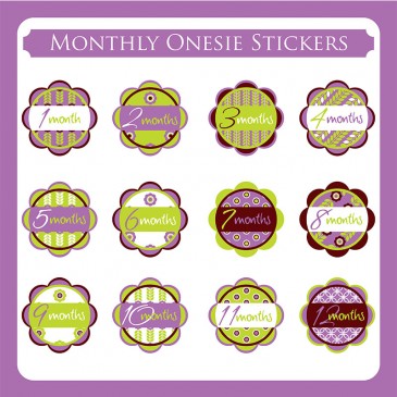 Monthly Onesie Sticker  *Purple Blossom*