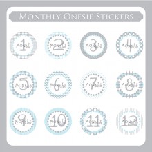 Monthly Onesie Sticker  *Stylish Blues*